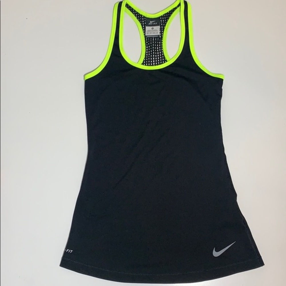 Nike black racer back tank with mesh trim …